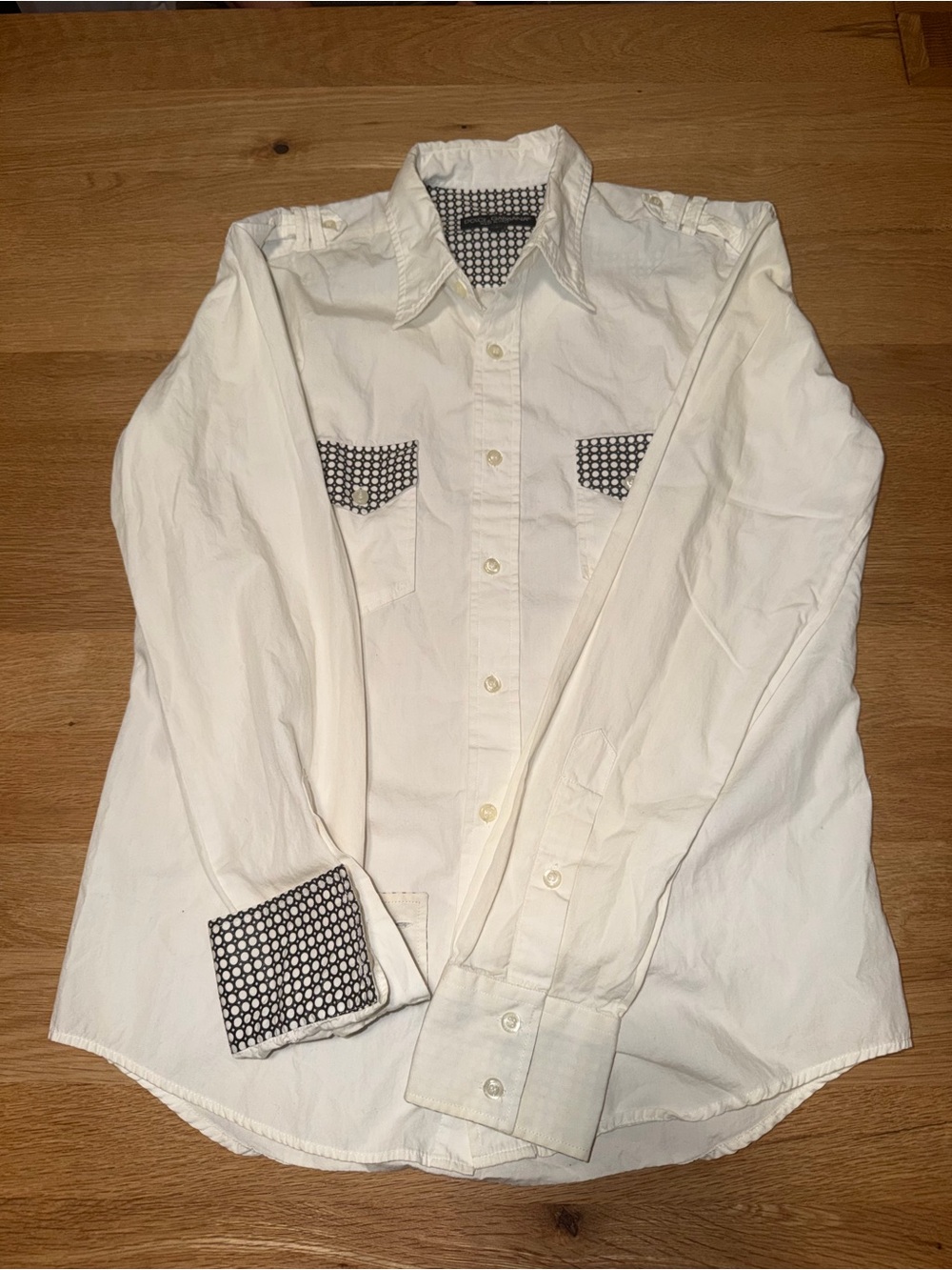 Dolce & Gabbana White Button-Down Shirt with Black Contrast Accents